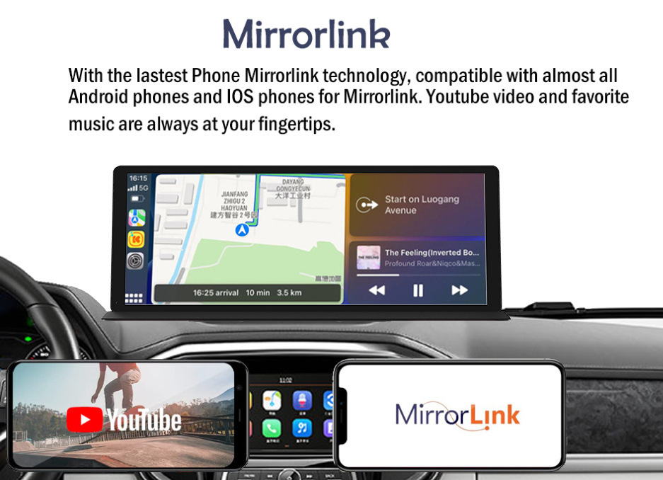 10.26inch Large-Screen Center Console Carplay Android Auto Screen Mirroring 4K Dash Cam 1080P Reversing Camera B