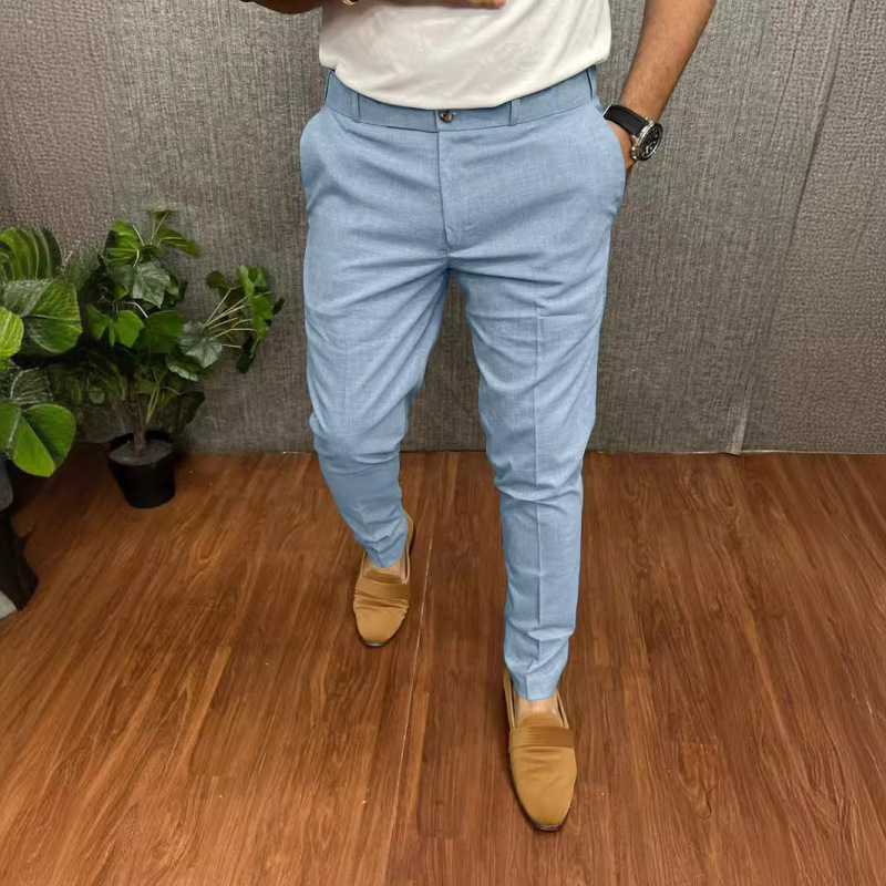 Suit Pants Design Sense Advanced Summer 9 Points Pants Korean Slim-fit Casual Suit Pants Solid Color Fashion MA2