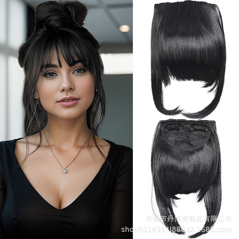 Wig for Women with Bangs, Air Sea Temples with Hairpins on Both Temples, Chemical Fiber European and American