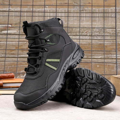 High-top anti-puncture and abrasion-resistant safety shoes for men in autumn and winter, anti-smash and puncture-resistant breathable safety shoes