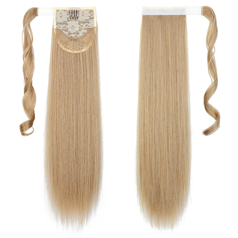 Peluca de cola de caballo de las mujeres de pelo largo recto nuevo bolsillo de Velcro Cola de Caballo Correa natural falsa Cola de Caballo fabricante en stock