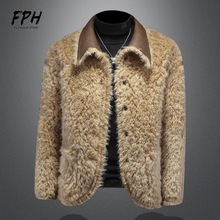 皮毛一体外套男冬季双面穿加绒加厚皮袄短款机车服夹克男装羊羔毛