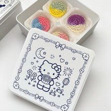 正方形白色铁盒月饼包装小铁盒4粒装中秋铁盒烘焙包装盒空饼干盒