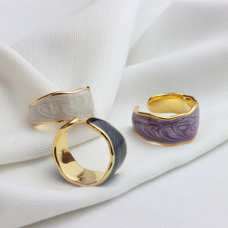 Wholesale Retro Geometric Copper Enamel Plating Open Rings display picture 5