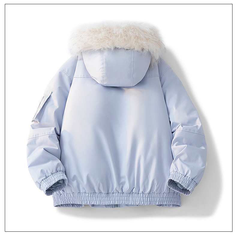 Parker Tooling Padded Jacket For Men And Women Autumn Fur Collar Padded Jacket Thickened Couple Hooded Padded Jacket_viptrois.com
