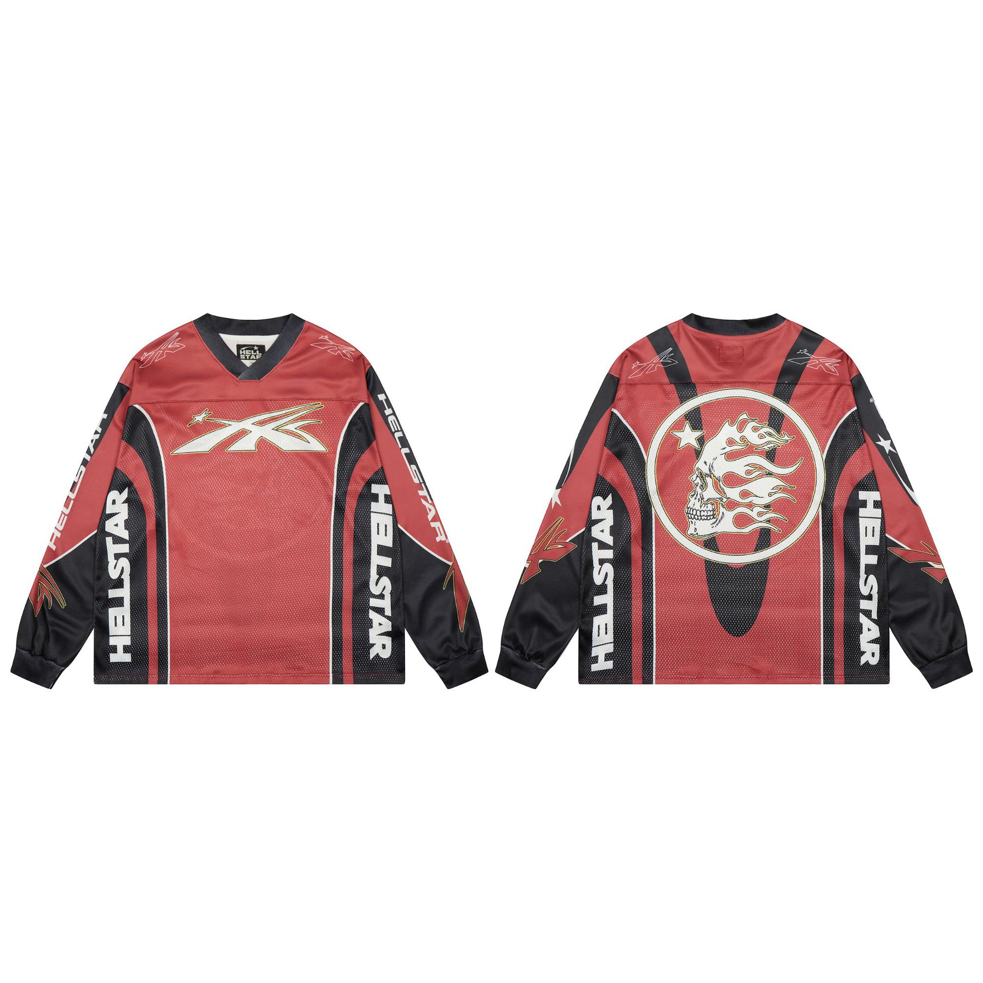 Hellstar Hellstar 2023 Flaming Skull Hockey Jersey Red Black