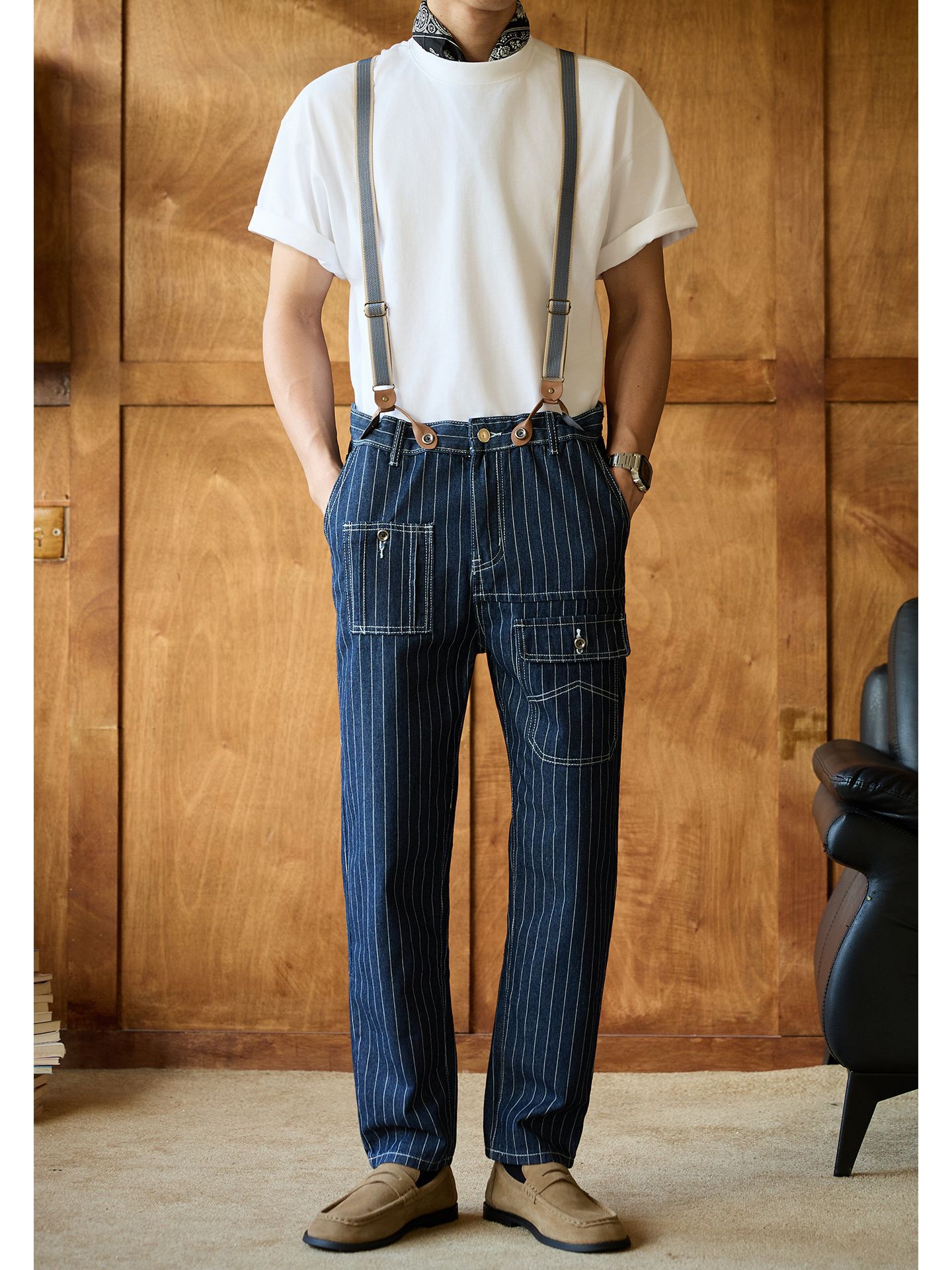 Retro denim removable overall