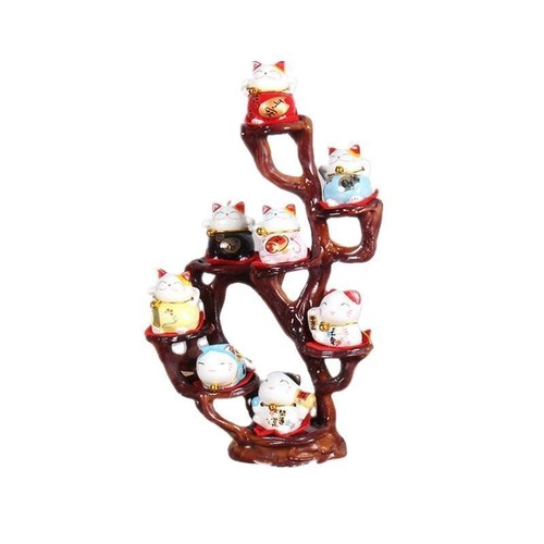 Ceramic Money Cat Small Ornament Cute Cat Car Ornament Set Cultural and Creative Market Small Craft Foreign Trade Ceramic