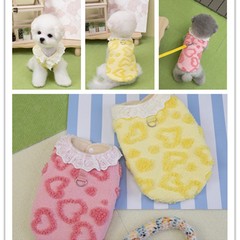宠物衣服狗猫服装批发宠物厂家小型犬小狗衣服25花边领绒背心