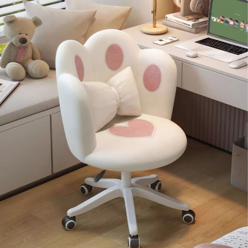 Cute Computer Chair for Girls, Comfortable Swivel Lift Backrest Chair for Bedroom Dormitory, Internet Celebrity Makeup Chair, Desk Chair