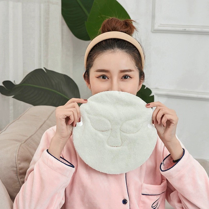 Seamless Hot Compress Towel Mask Cover for Facial Steaming, Beauty Facial Steam Heating Face Towel, Coral Fleece Face Towel
