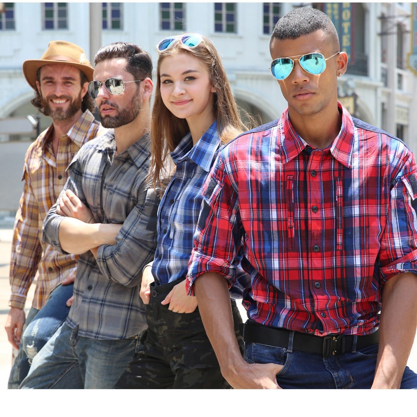 WARCHIEF Chief Outdoor Military Fan Plaid Shirt, Autumn, Men's and Women's Long-Sleeved Tactical Shirt, American Style, Loose Fit Top