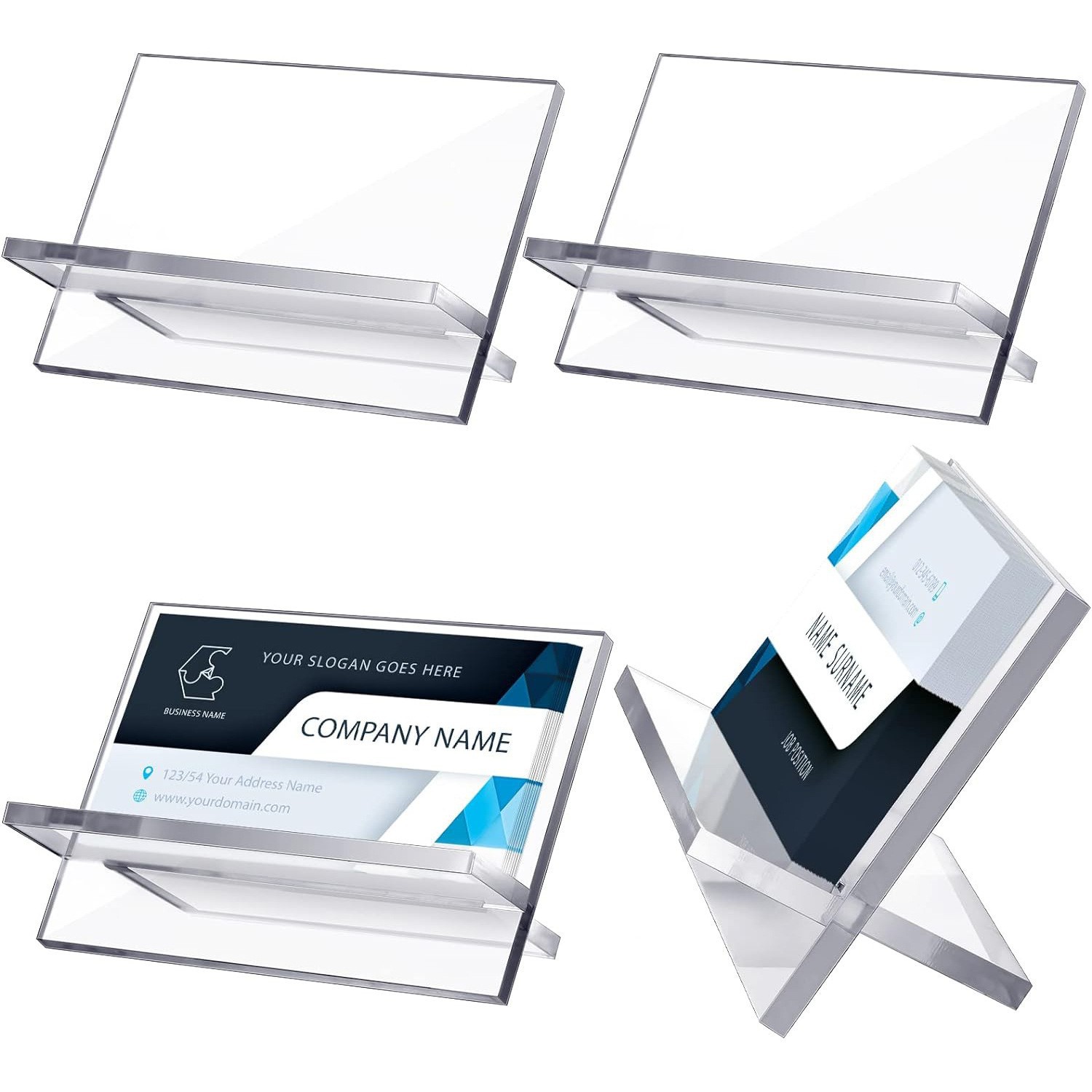 现货跨境热销透明姓名牌座 透明双面亚克力台卡亚克力组装摆件