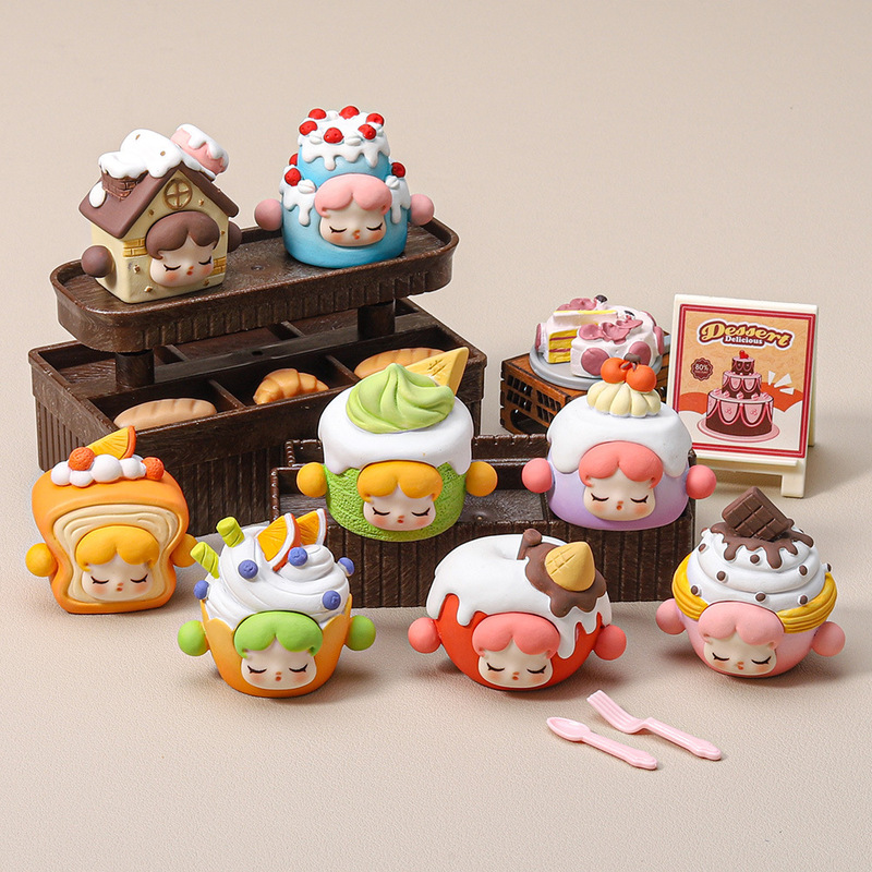 ハンドフィギュアレベルの感触ペイントSPケーキデザートシリーズ樹脂オーナメントトレンディな小さなかわいい人形|undefined
