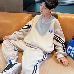2024 New Autumn Sports Suit for Boys: Mid-to-Large Size Boys' Hoodie and Sweatpants—Trendy Casual Kids' Wear for Spring and Fall