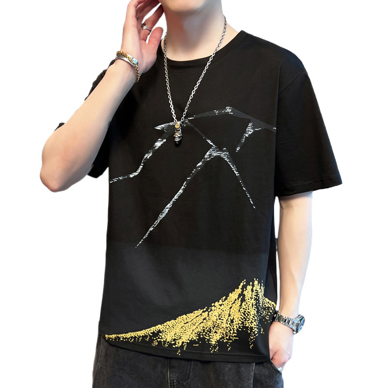 Camiseta de manga corta para hombres de verano nueva camiseta de algodón transpirable de cuello redondo tendencia de moda en la ropa de media manga