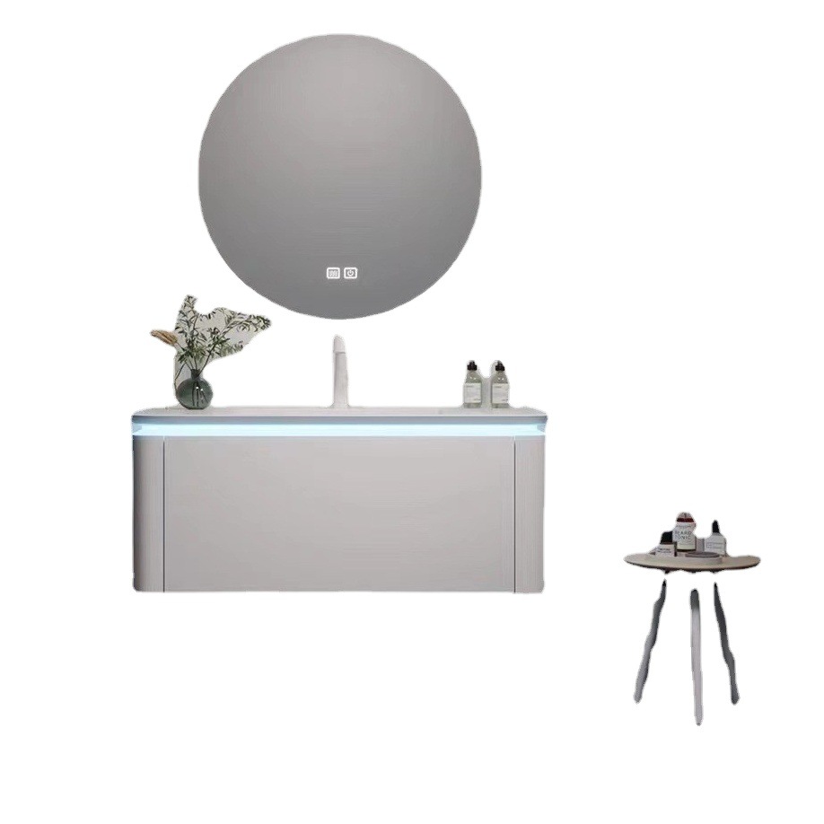 Mueble de baño de cerámica cuenca integrada lavabo de madera maciza lavabo gabinete de baño de cerámica integrada combinación gabinete de lavabo