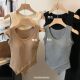 Autumn and Winter Round Neck Sanding Vest Women with Chest Pad Fixed Cup Beautiful Back Slimming Outer Wear Inner Sleeveless Warm Top Women