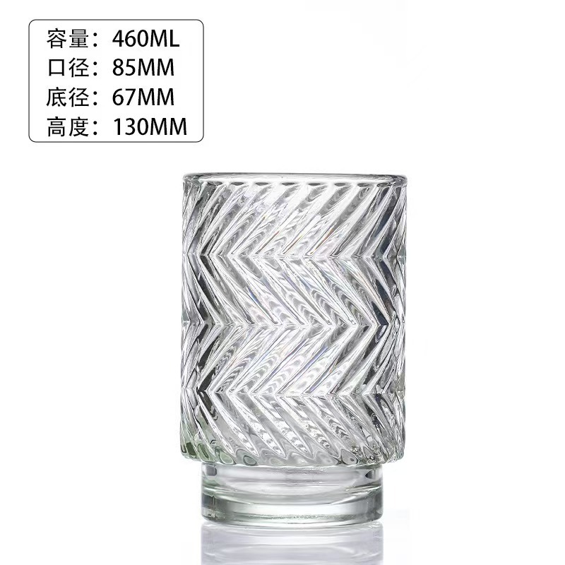 Glas de vela transparente engrosada en relieve candelabro de incienso hecha por sí mismo vasos de vela DIY recipiente de cera de boca grande adornos candelabro