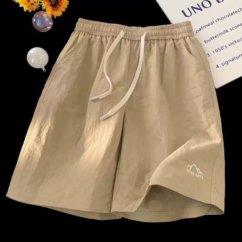 夏季薄款短裤男潮流速干五分休闲裤宽松百搭冰丝运动透气沙滩裤子