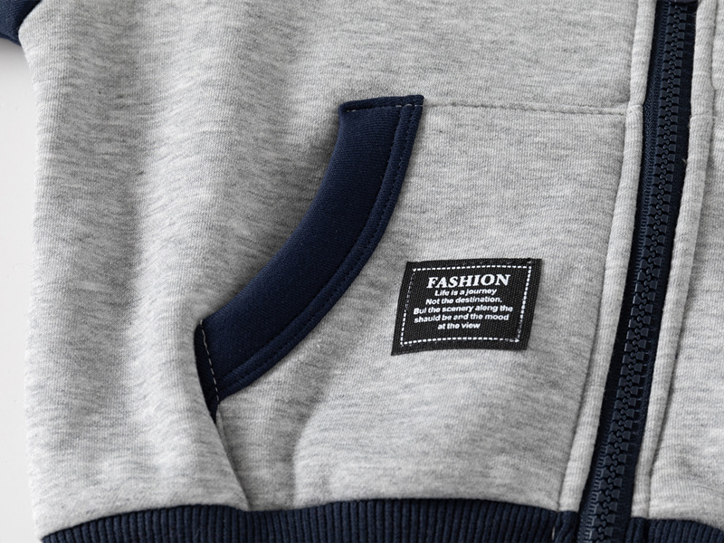 kids'clothing Manteau zippé pour garçon Sweat à capuche épais pour bébé_voghion.com