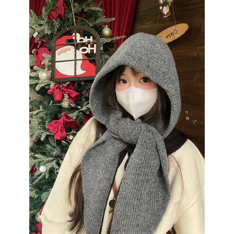 韩版帽子围巾一体加厚保暖针织帽女冬季护耳巴拉克拉法帽毛线帽男|undefined