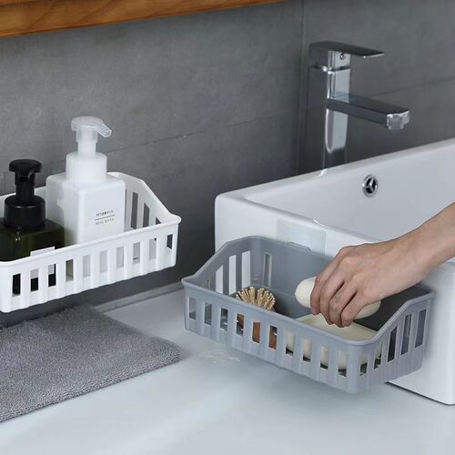 Huisi shampoo storage rack wall-mounted bathroom sink storage rack storage box punch-free bathroom storage rack