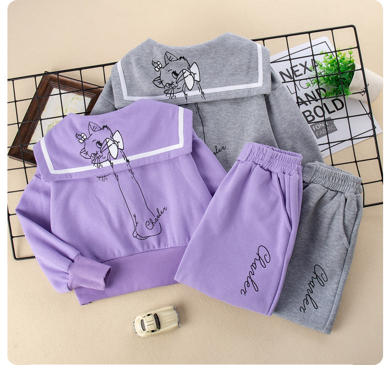 Conjunto deportivo de dos piezas para niña primavera otoño_voghion.com