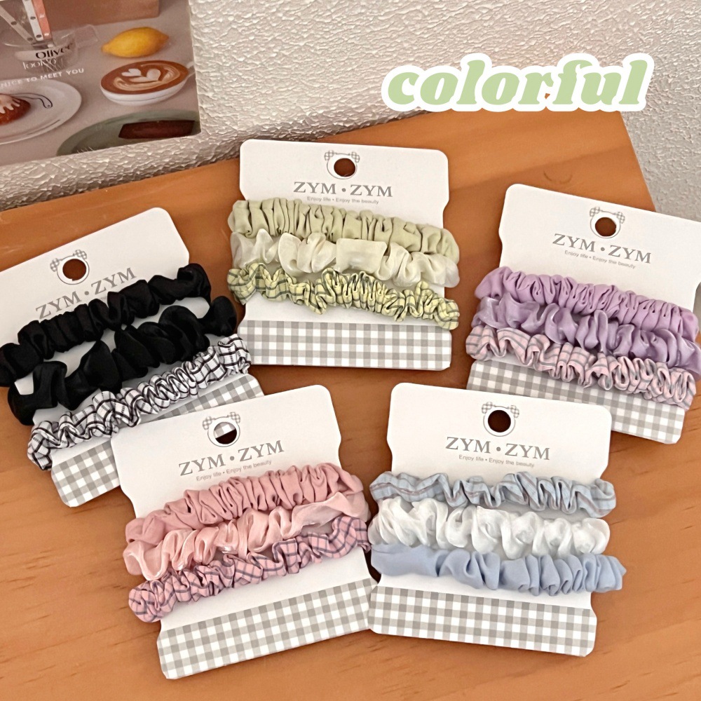 Primavera y verano dulce anillo de cabello conjunto de cuerda de cabello pequeño dulces frescos adornos de cabello de color de la niñez de banda de goma universal toque