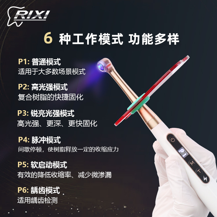 Lámpara de Fotocurado Dental Ruixi de 1 Segundo, Dos en Uno, con Detector de Caries, Lámpara Fotosensible, Lámpara de Fotocurado Oral con Etiqueta de Dispositivo Médico