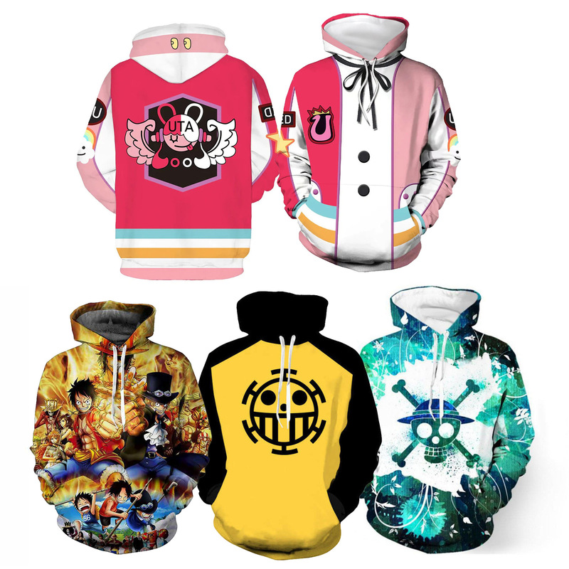 2025 New One Piece Red-Haired Daughter Uta 3D Printed Hooded Sports Sweatshirt Cosplay Anime Jacket