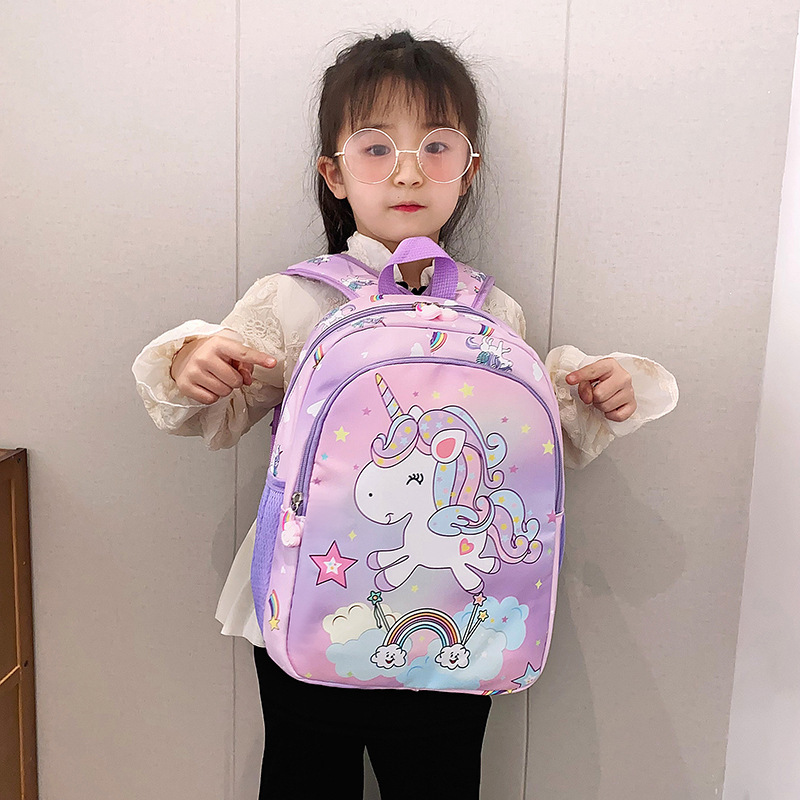 New kindergarten school bag for girls, cartoon unicorn design, cute baby small backpack, lightweight and waterproof children's double shoulder bag