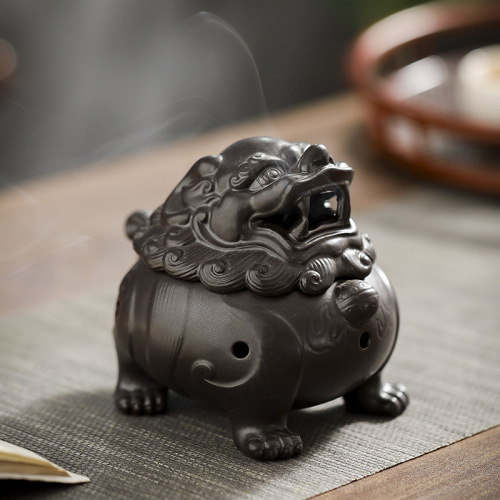 Creative ceramic Pixiu plate incense burner Zen tea ceremony indoor incense Buddha Zen ornaments Qinan tobacco incense plate