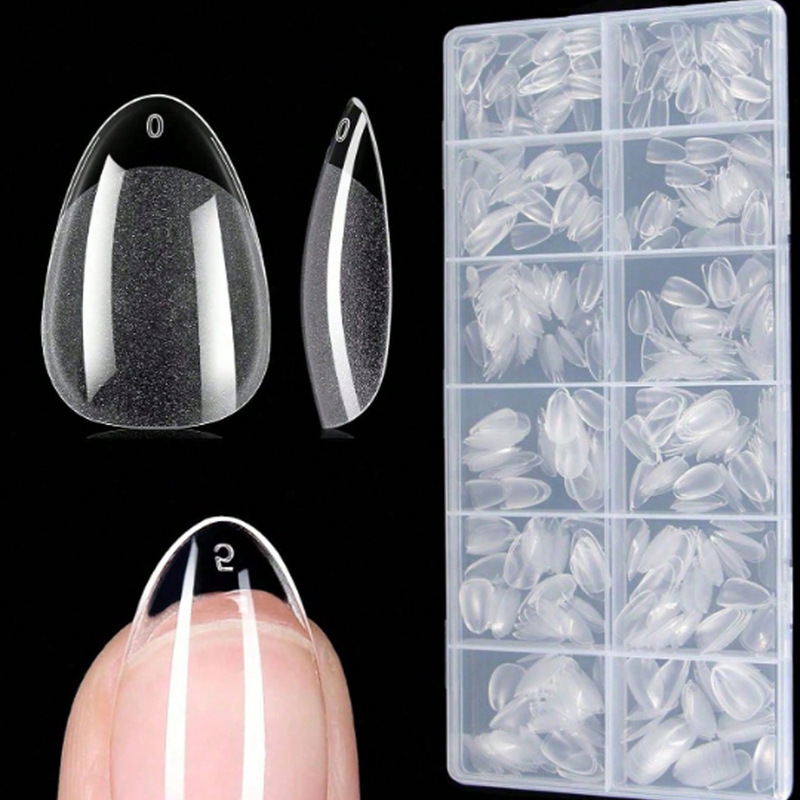 600-Piece Wearable Nail Tips Short Ladder Manicure Semi-Matte Ultra-Short Full-Cover Seamless Fake Nails Almond Shape