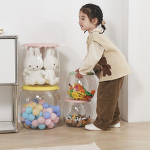 娃娃透明收纳桶 两用可坐儿童玩具储物凳 宝宝乐高积木公仔整理桶