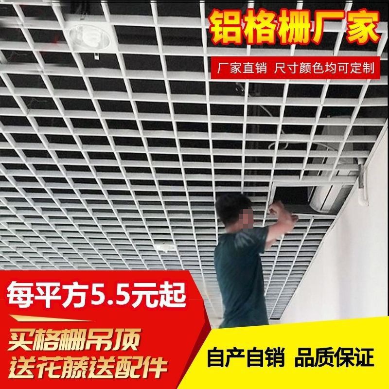 吊顶板简易格栅天花网格装饰材料铝铁格栅集成自装葡萄架格栏方格