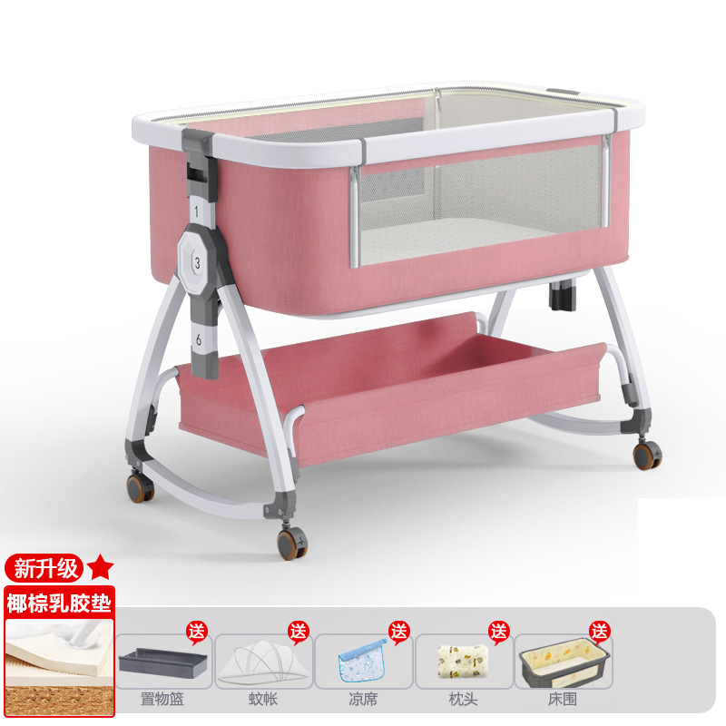 Cuna de bebé recién nacido cama costura Cama grande Baby Shaker BB cama de los niños cuna cama multifuncional móvil plegable image 67