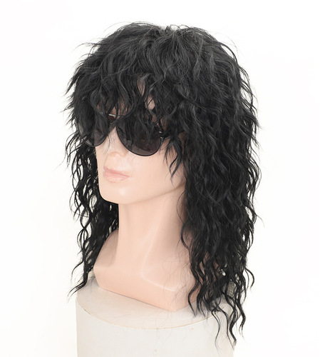 Amazon European and American men's retro rock and roll messy chemical fiber wig COS holiday party daily fake headgear