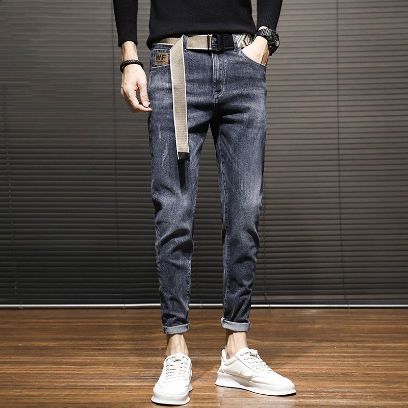 Pantalones denim simples, nuevo temperamento perezoso, estilo recto, moda de moda de Harajuku, literatura y arte.