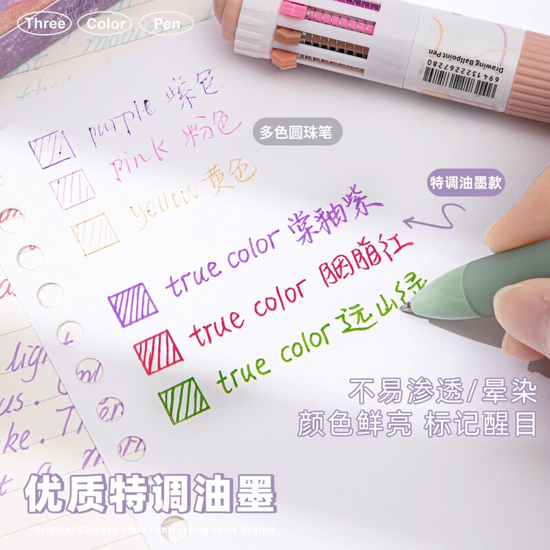 トゥルーカラーの新しい3色ペンゲルペン、高価値インスタイルプレスゲルペン、問題ペン、間違い修正ペン|undefined