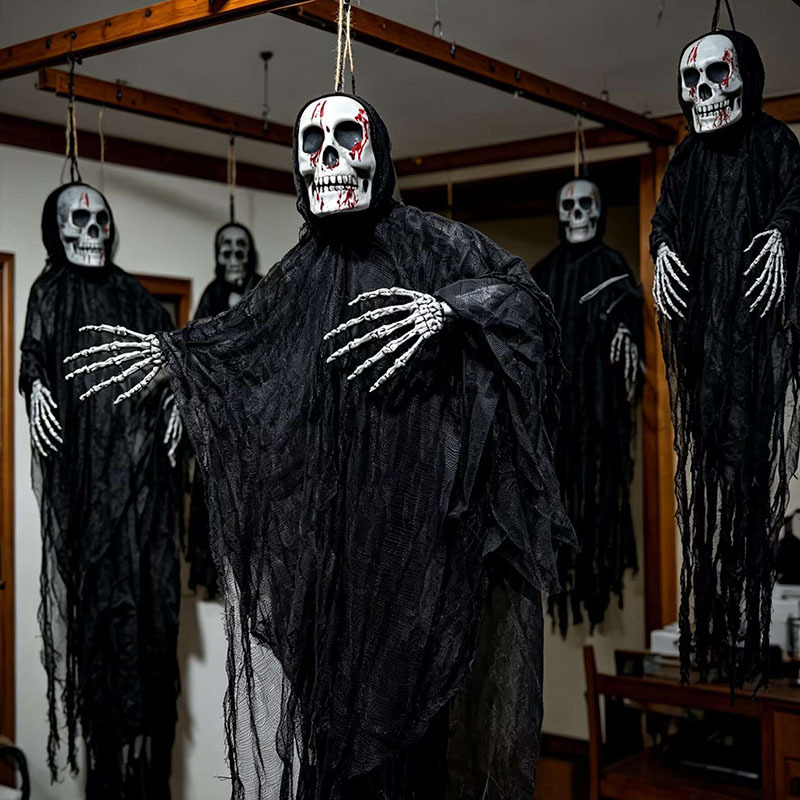 Halloween Hanging Ghost Decorations, Scary Props, Haunted House Decorations, Outdoor Hanging Ornaments, Skeleton Hanging Ghost Supplies, Arrangement