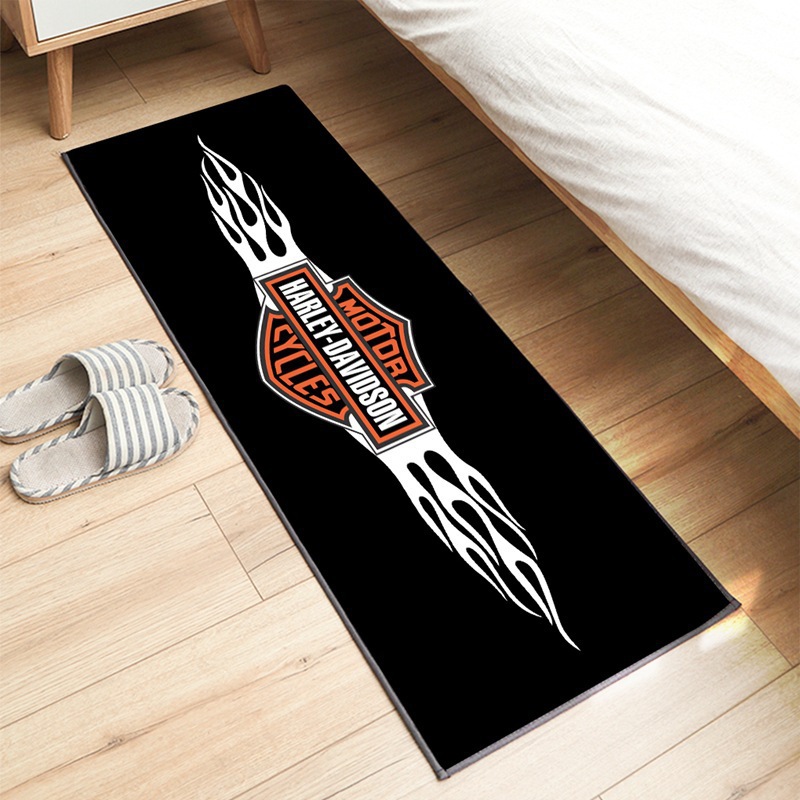 Cross-border Amazon temu motorcycle logo crystal velvet floor mat bedroom dirty easy to take care of bedside blanket in stock