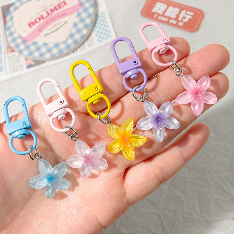 Color Buckle I76 Transparent Small Flower Keychain Women's Style Cute Key Pendant Bag Hanging Jewelry Headset Bag Decoration Color Buckle I76 Transparent Small Flower Keychain Women's Style Cute Key Pendant Bag Hanging Jewelry Headset Bag Decoration