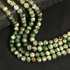 印度綠雲母散珠DIY天然水晶半成品飾品配件天然印度綠雲母圓珠