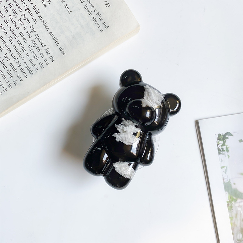 Support d'airbag pour téléphone portable, ours noir, nuage, amour, type adhésif, coussin d'air de niche rétractable, autocollant de support arrière_voghion.com