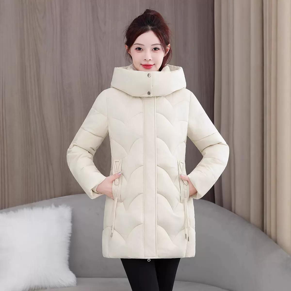 加厚保暖连帽长袖棉衣女2025冬季新款韩系高档宽松小个子棉服外套