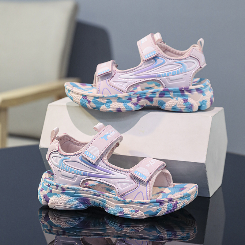Sandálias de niñas verano 2025 nuevas niñas princesa zapatos de playa zapatos deportivos para niños grandes