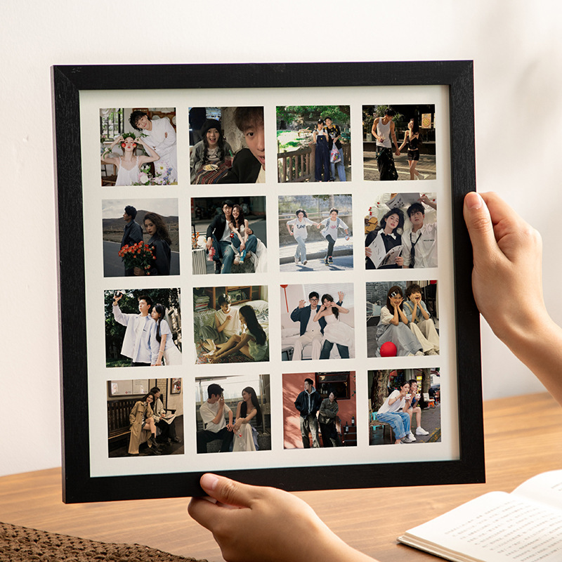 Solid Wood 48/36/9 Grid DIY Photo Frame Empty Frame Popular Ins Commemorative Gift for Besties and Friends Photos