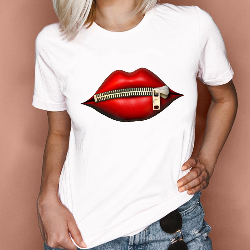 Frau T-shirt Kurzarm T-shirts Drucken Mode Herzform display picture 10