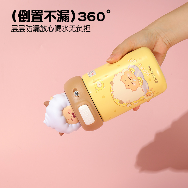 【正版喜羊羊与灰太狼】新款316食品级保温杯卡通水杯儿童吸管杯|undefined